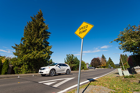 Speed hump in Woodridge neighborhood